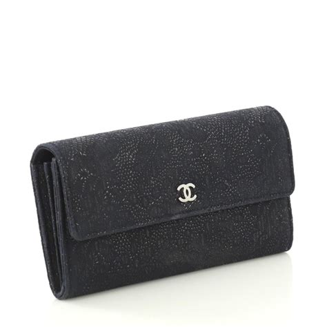 chanel cc gusset flap wallet long navy|CHANEL.